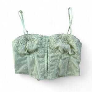 L.A. Hearts Light Green Corset Top with Lace up back Size XS Festival Going out